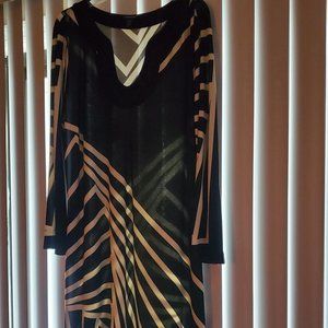 Women's Black with Tan Striped Dress